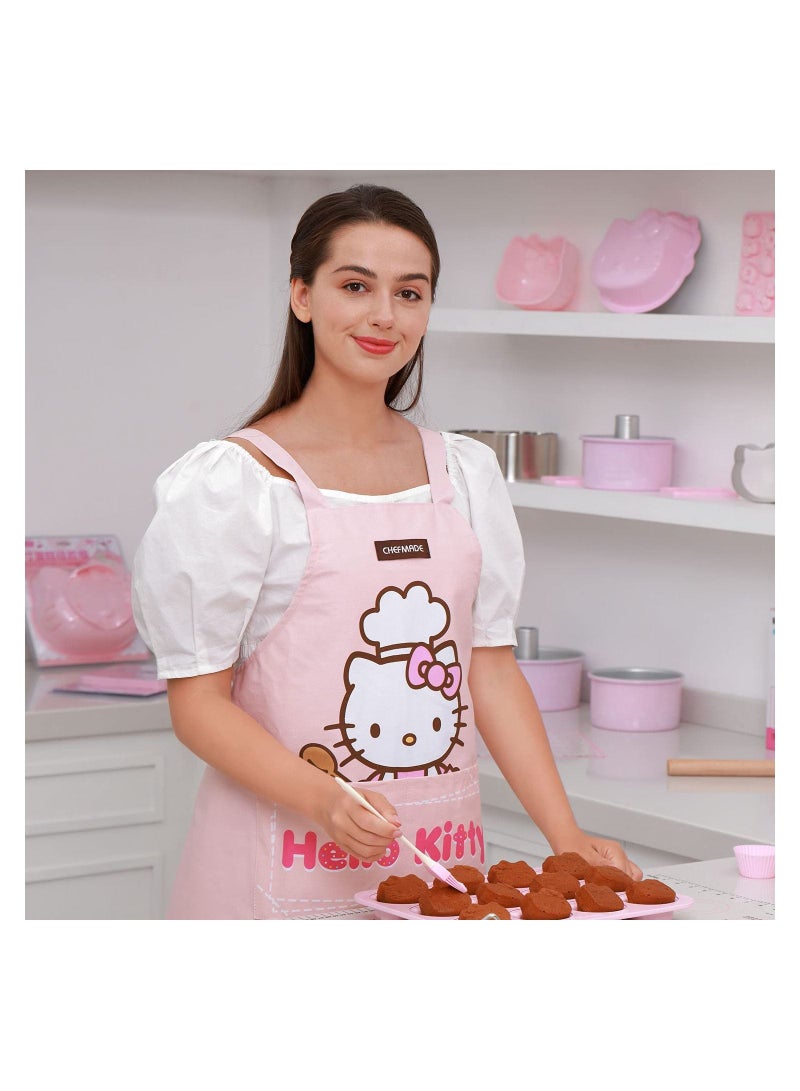 chefmade Hello Kitty 100% Cotton Apron Adjustable Cross Back Dress with 2 Pockets Kitchen Aprons - Image 5
