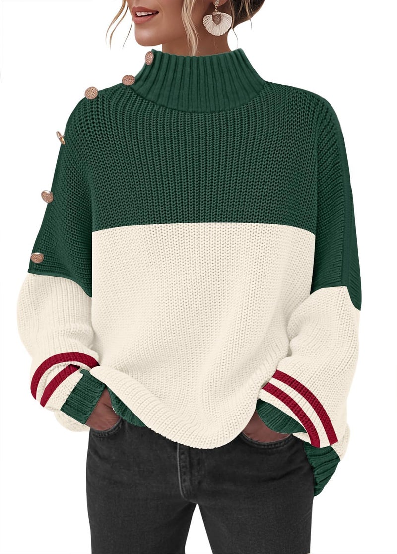 SAUKOLE Womens Long Sleeve Pullover Sweater 2026 Classic Turtleneck Oversized Knitted Sweaters Casual Winter Clothes - Image 1
