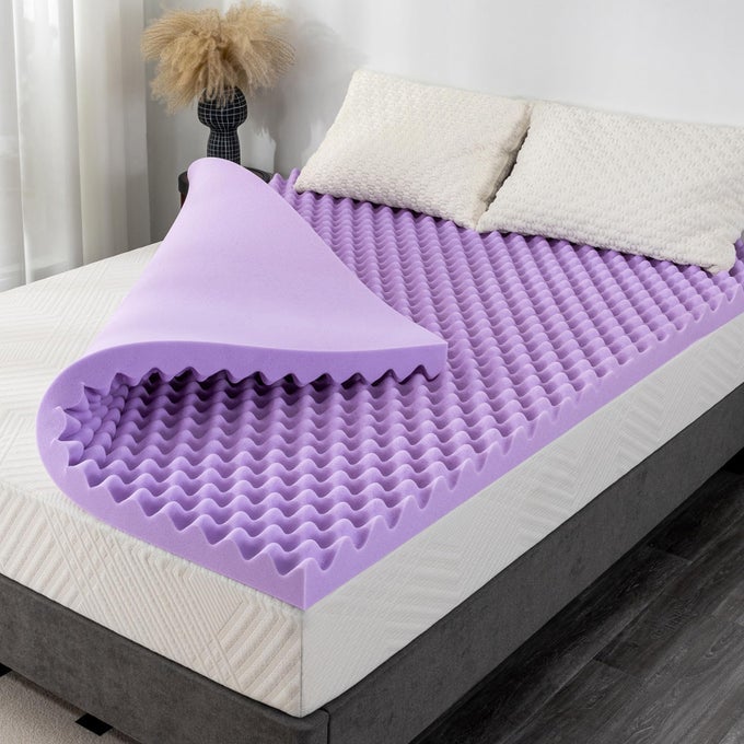 3 INCH EGG CRATE TWIN MEMORY FOAM MATTRESS TOPPER COOLING GEL INFUSED FOAM MATTRESS TOPPER FOR PRESSURE RELIEF CERTIPURUS CERTIFIED TWIN BED TOPPER PURPLE 3875