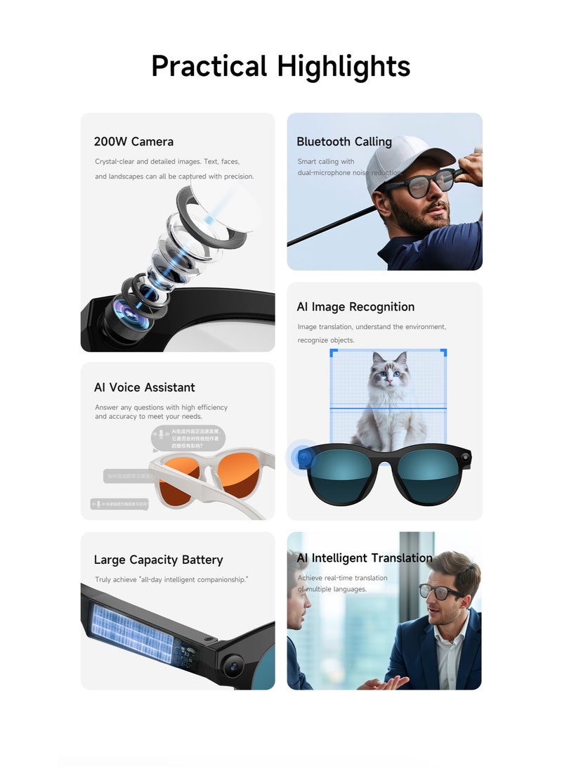 Smart Glasses with 2MP Camera, 5GHz WiFi, Bluetooth, and Music Playback, IP6X Waterproof - Image 5