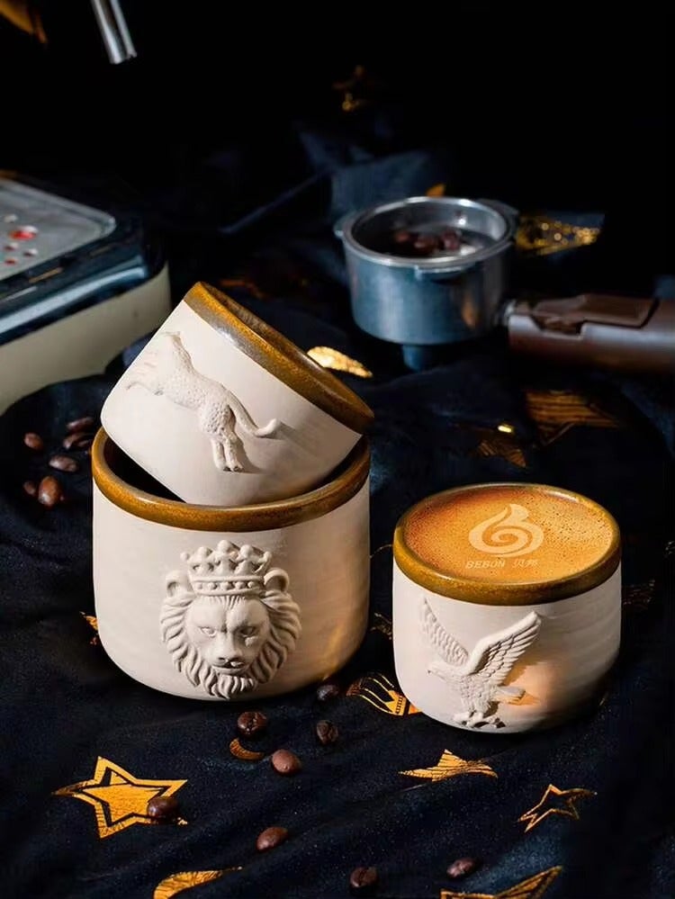 1pc Middle Eastern Saudi Arabian Style ThickCeramic Espresso Cup, Exclusive ExoticRoyal Style, 3D Embossed Animal HeadDesign, Handmade Thick Ceramic WithComfortable Grip, Fits Local Drinking Habits,Suitable For Home Use And Unique Gift,Showcasing Distinctive Regional  Aesthetics - Image 2