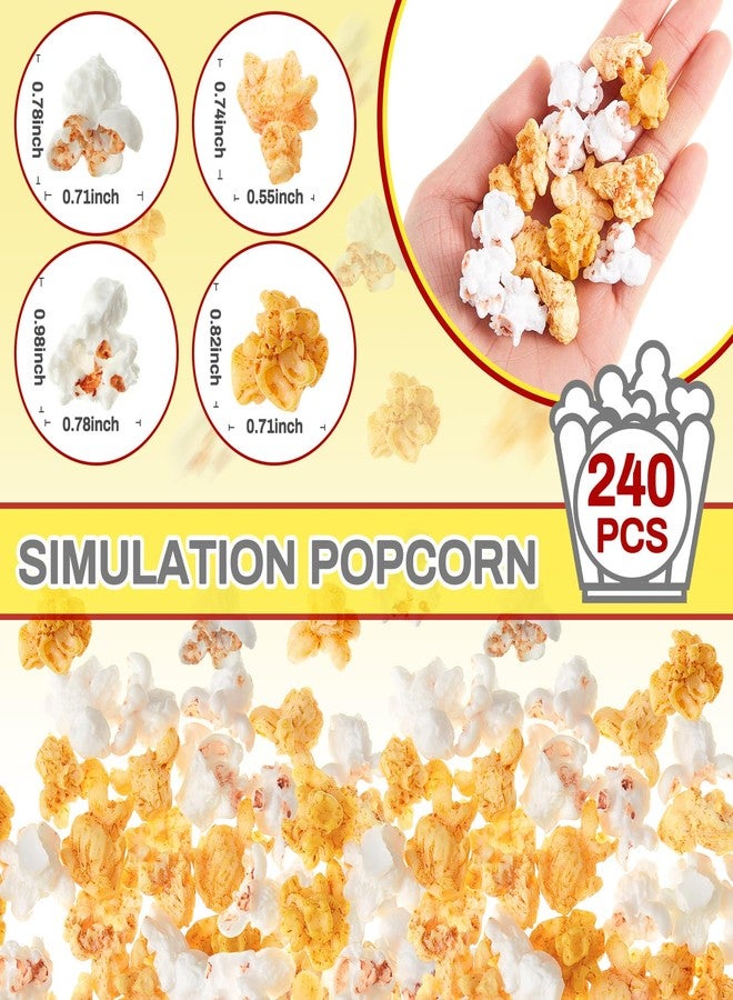 Junkin 240 Pieces Fake Popcorn Decor Resin Artificial Miniature Popcorn Resin Food Props Pendant for Keychain Earring Making DIY Birthday Party Photo Props Small Models (Mixed) - Image 2