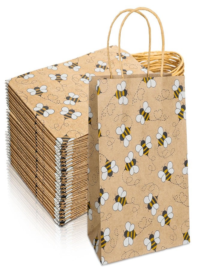 FYSUIMU 20Pcs Bee Paper Gift Bags with Handles Bumblebee Kraft Party Favor Bags Candy Goodie Treat Bag for World Bee Day Summer Birthday Party Supplies - Image 1