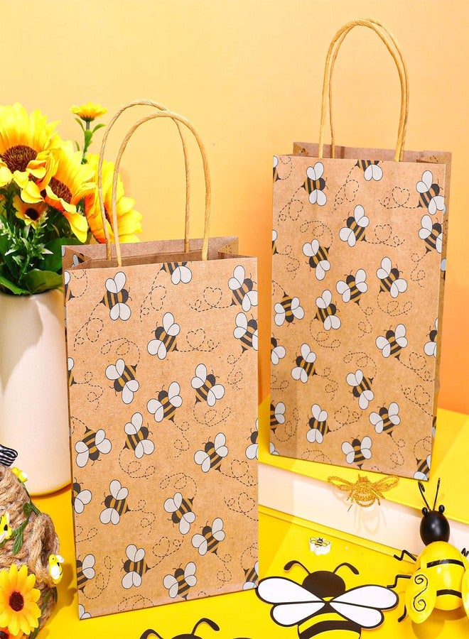 FYSUIMU 20Pcs Bee Paper Gift Bags with Handles Bumblebee Kraft Party Favor Bags Candy Goodie Treat Bag for World Bee Day Summer Birthday Party Supplies - Image 3