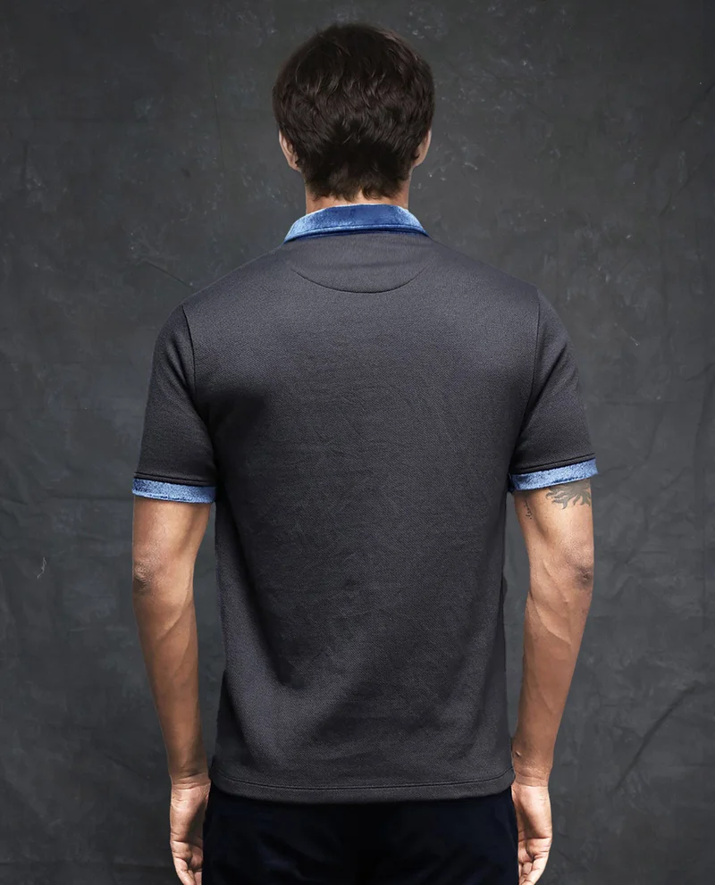 Rare Rabbit Men's Velvet Collar Structured Polo