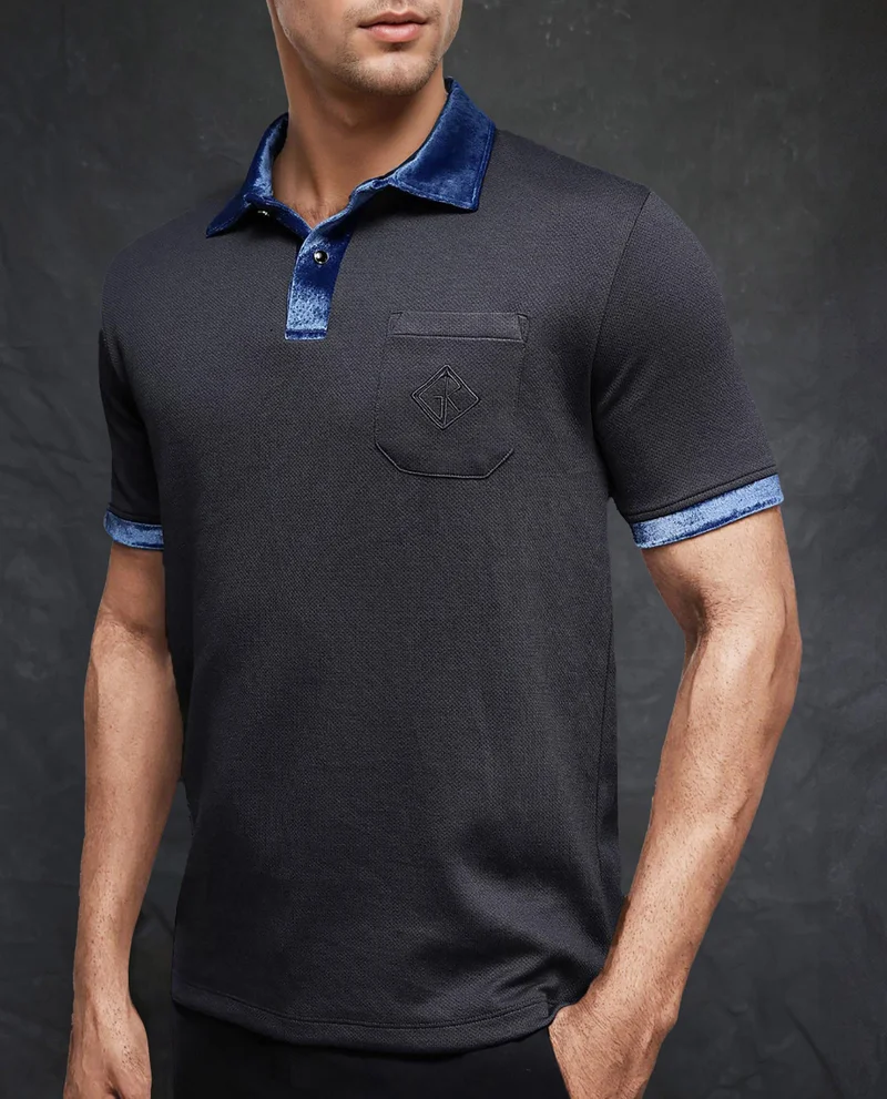 Rare Rabbit Men's Velvet Collar Structured Polo