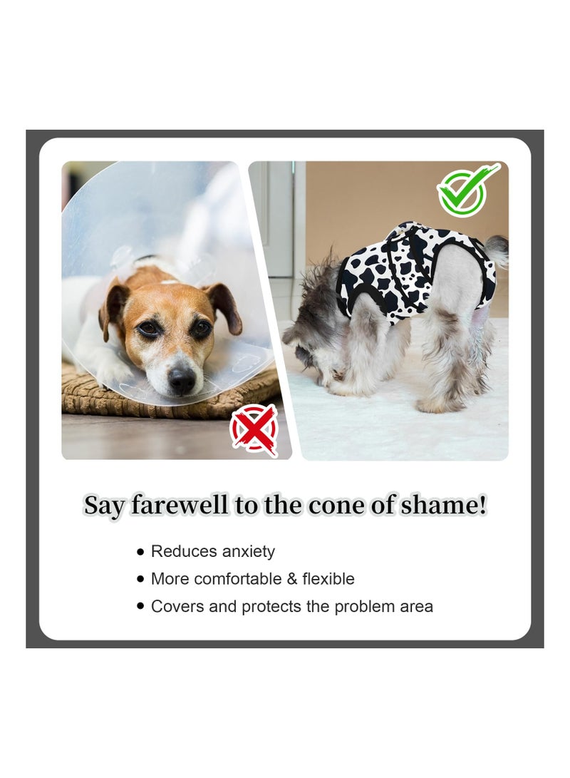 Dog Surgery Recovery Suit Female Male Onesie for Spay Neuter Substitute E Collar Cone Anti-Licking Breathable Medium Dogs Cow M - Image 5