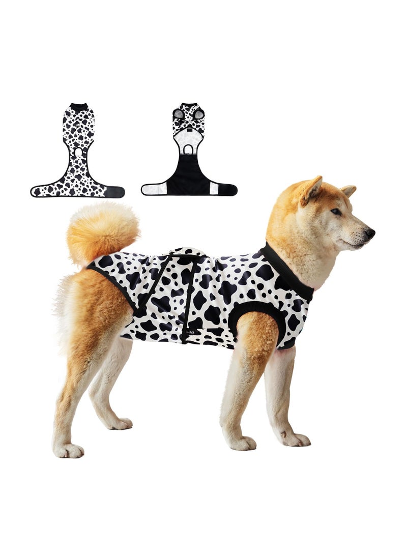 Dog Surgery Recovery Suit Female Male Onesie for Spay Neuter Substitute E Collar Cone Anti-Licking Breathable Medium Dogs Cow M - Image 1