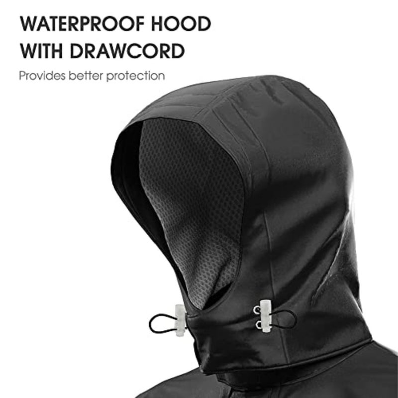 Motorcycle rain suit for outdoor use, polyester with reflective details, black, waterproof and breathable - Image 4