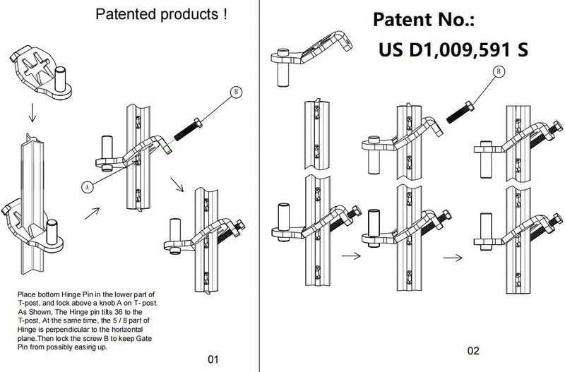 MY RUSTIC T-Post Gate Hinge Pins - Heavy Duty Gate Hanger, Hang a gate from a Metal T Post, Steel Gate Hinges Target Hanger for Farm Gate, Garden & Backyard Gate, Easy to Install. (Patent) - Image 5