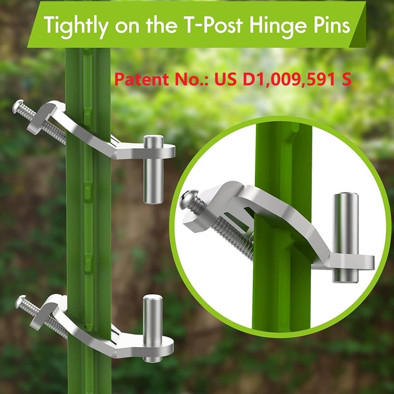 MY RUSTIC T-Post Gate Hinge Pins - Heavy Duty Gate Hanger, Hang a gate from a Metal T Post, Steel Gate Hinges Target Hanger for Farm Gate, Garden & Backyard Gate, Easy to Install. (Patent) - Image 1