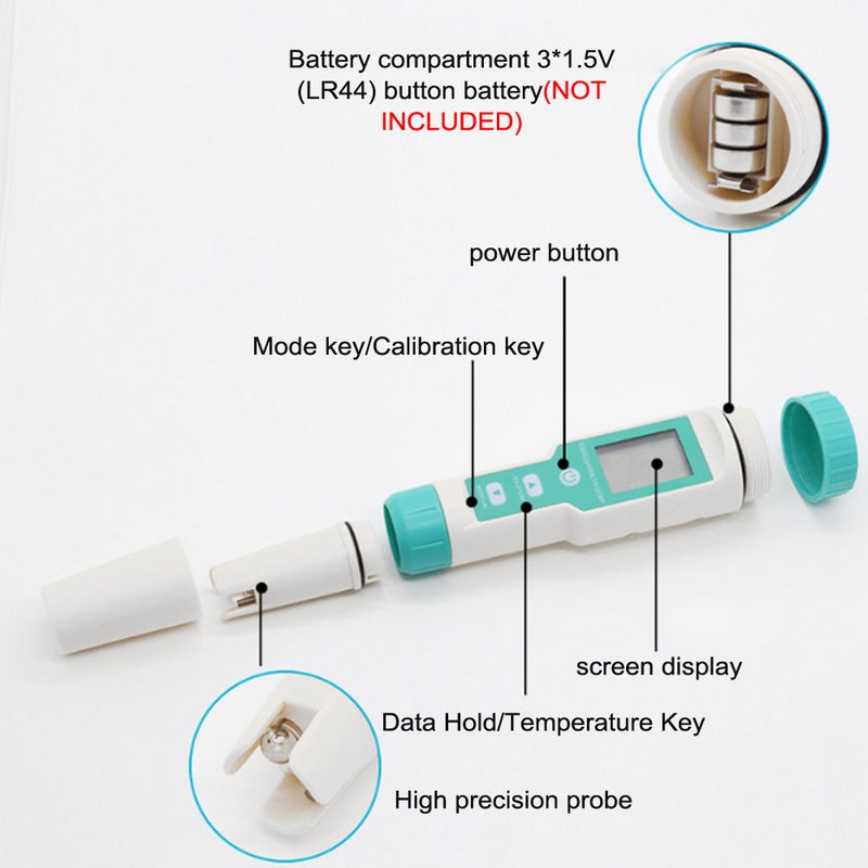 Handheld Portable Water Quality Tester 7 In 1 PH Total Dissolved Solids EC ORP Salinity S.G Temperature Testing IP67 Waterproof ℃/℉ Units Conversion Automatic Temperature Compensation - Image 5