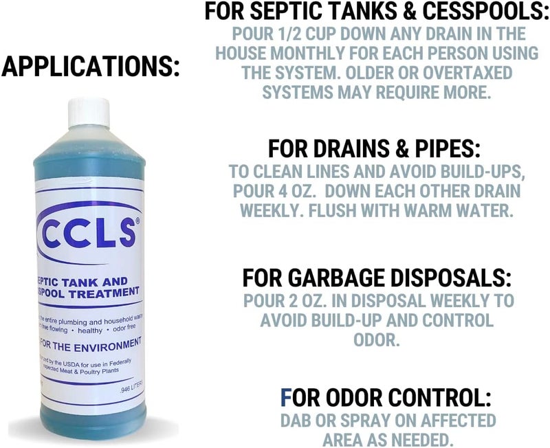 ccls Septic Tank and Cesspool Treatment Additive/Organic Enzyme Producing Bacteria/Non-Toxic/Non-Hazardous/Non-Corrosive (6-Quarts) - Image 2