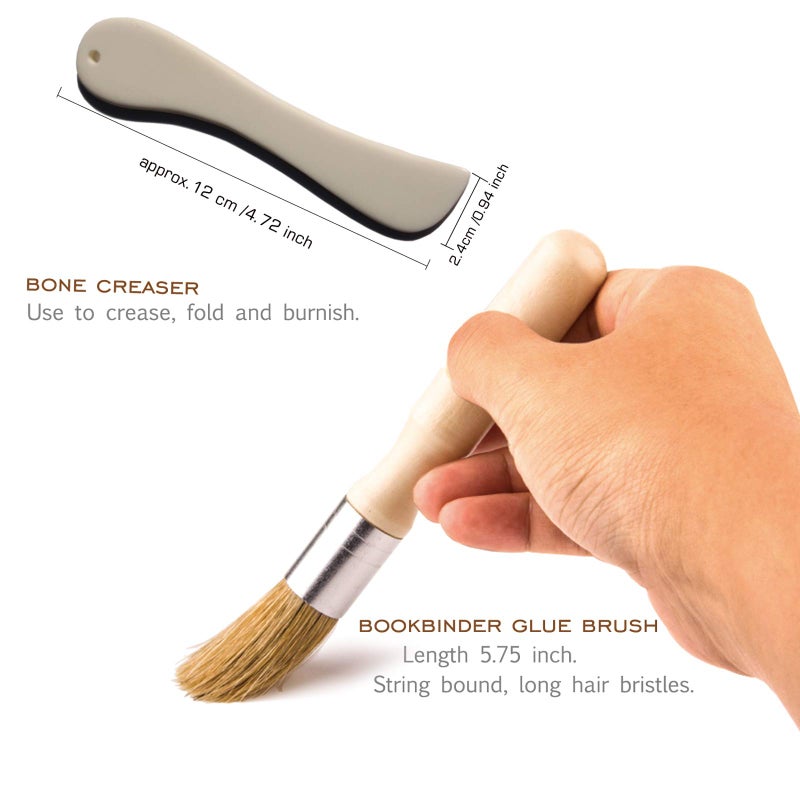 VENCINK Bookbinding Kits, Bookbinding Supplies Hand Book Binding Starter Tools Set with Genuine Bone Folders, Paper Awl, Large-Eye Needles, Waxed Thread, Binding Ribbon, Glue Brush, Steel Ruler - Image 3