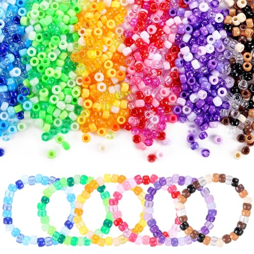Funtopia Pony Beads Bulk, 3400pcs+ Kandi Beads for Bracelets, Funtopia 36 Colors Plastic Bead for Craft, Rainbow Hair Bead for Braids, for DIY Craft Projects and Jewelry Making (6x9mm) - Image 1