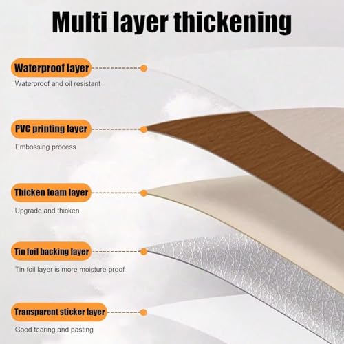 Chejiaye Luxury Thicken Wood Grain Peel and Stick Floor Tiles Self-Adhesive Vinyl Flooring Roll-DIY Easy for Wall and Floor,Hard Surface/Waterproof/Anti Slip (Brown Vinyl Flooring, 17.72 "W x 118" L) - Image 4