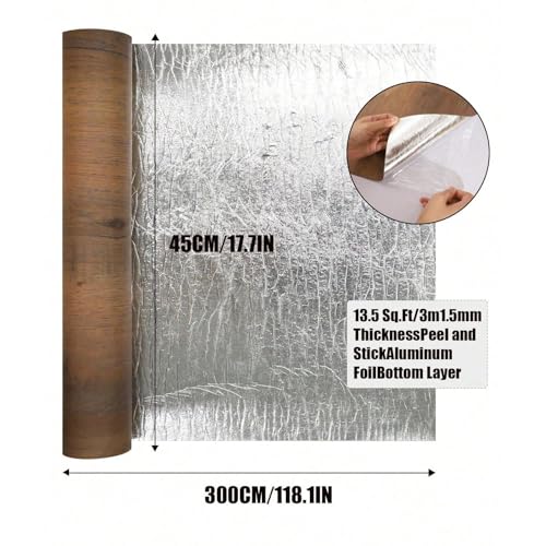 Chejiaye Luxury Thicken Wood Grain Peel and Stick Floor Tiles Self-Adhesive Vinyl Flooring Roll-DIY Easy for Wall and Floor,Hard Surface/Waterproof/Anti Slip (Brown Vinyl Flooring, 17.72 "W x 118" L) - Image 5