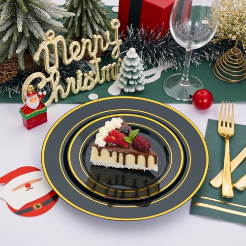 NOCCUR 200PCS Green Plastic Plates for 100 Guests - Include 100PCS 10" Dinner/ 100PCS 7" Dessert Disposable Plates Heavy Duty - Ideal for Party/Wedding - Image 3