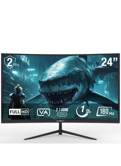 SHARX Gaming Monitor 24" (24F180VC), 180hz Refresh Rate, 1ms (MPRT) Response Time, Curved VA, 2.1HDMI, Back Light Sync, Fixed Stand, Free Sync, G-Sync Compatible.