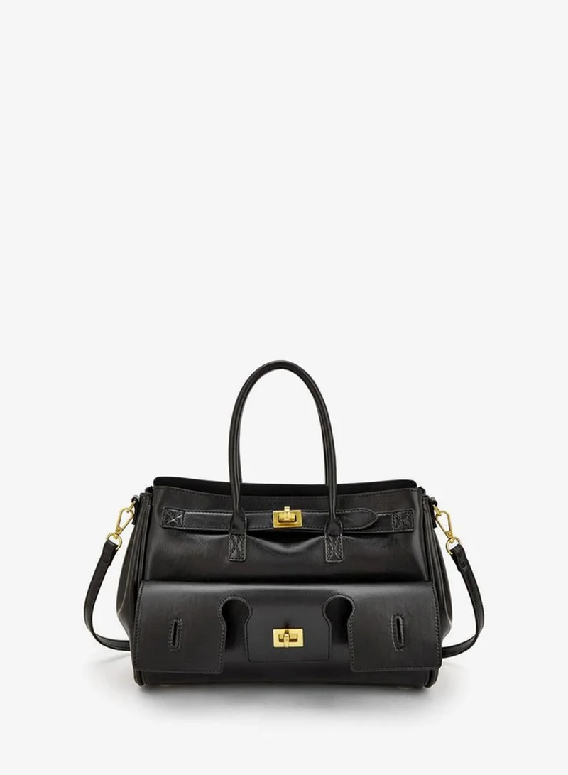 Solid Tote Bag With Detachable Strap