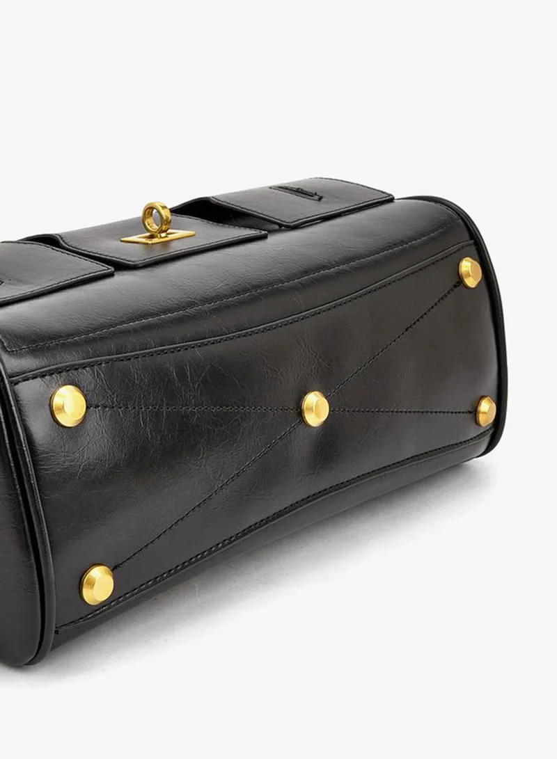 Celeste BLACK Solid Tote Bag With Detachable Strap for Women | Best Price UAE