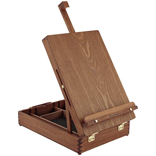 Creative Mark Soho Urban Artist Sketch Box and Table Easel - Portable, Multi Media, Adjustable Angle with Storage Compartments - Walnut Finish - Image 4