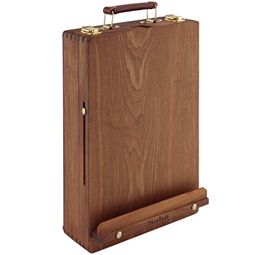 Creative Mark Soho Urban Artist Sketch Box and Table Easel - Portable, Multi Media, Adjustable Angle with Storage Compartments - Walnut Finish - Image 2