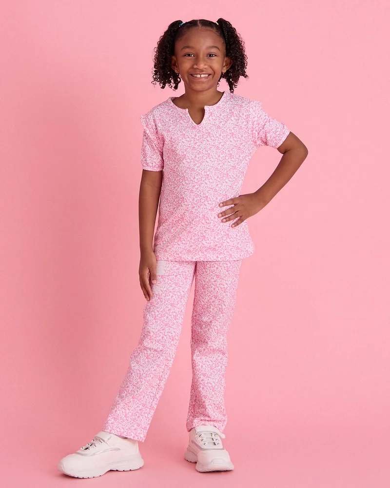Redtag Girls Pink Printed 2 Pieces Set
