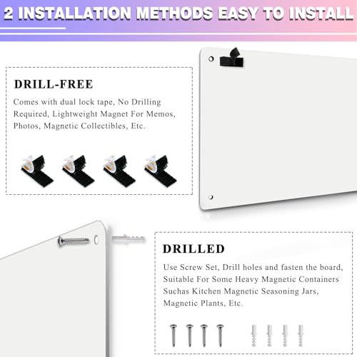 HYHOSHI White 2Pack Magnetic Board,17.5" x 11.4" Magnet Bulletin Board to Display Magnetic Notes, Poetry, Photos, Suitable for Wall, Refrigerator, Cabinet etc, Come with 4 Pcs Dual Lock Tape and Screws - Image 3