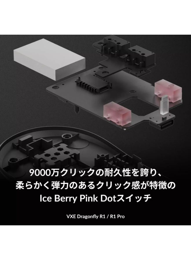 VXE Dragonfly R1 SE+ Wireless, Bluetooth, Wired – Optical Sensor PAW3395 SE – ChipBEKEN Compx – Battery Life 70 Hour – 55Grams Black - Image 3