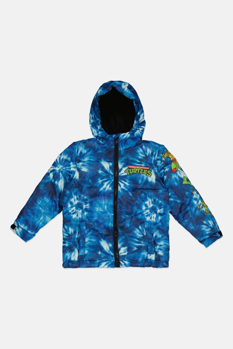 nickelodeon Toddlers Boy Tie Dye Puffer Jacket, Blue - Image 1