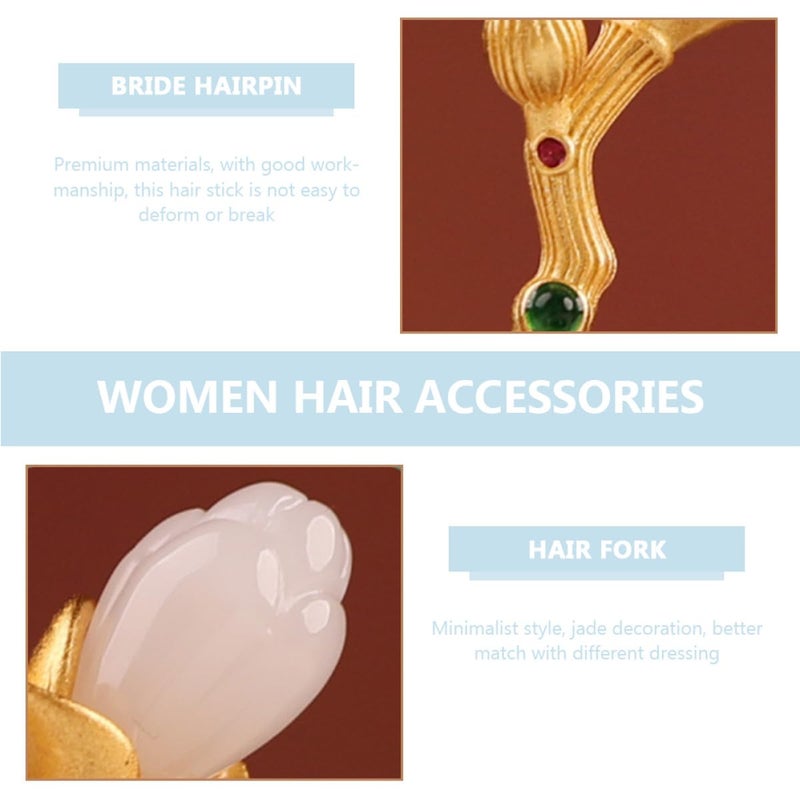 Vintage Gold Hair Chopsticks Hair Stick Set with Tulip Floral Pattern for Women Formal Bridal Elegant Updo Styling Tool - Image 5