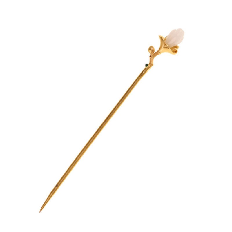 Vintage Gold Hair Chopsticks Hair Stick Set with Tulip Floral Pattern for Women Formal Bridal Elegant Updo Styling Tool - Image 1