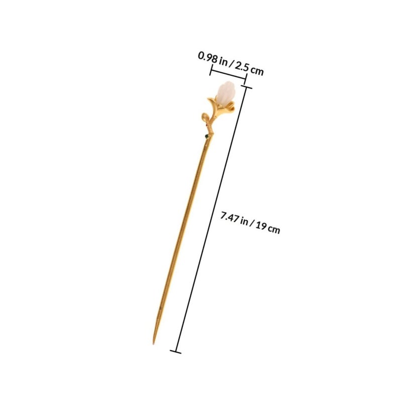 Vintage Gold Hair Chopsticks Hair Stick Set with Tulip Floral Pattern for Women Formal Bridal Elegant Updo Styling Tool - Image 2