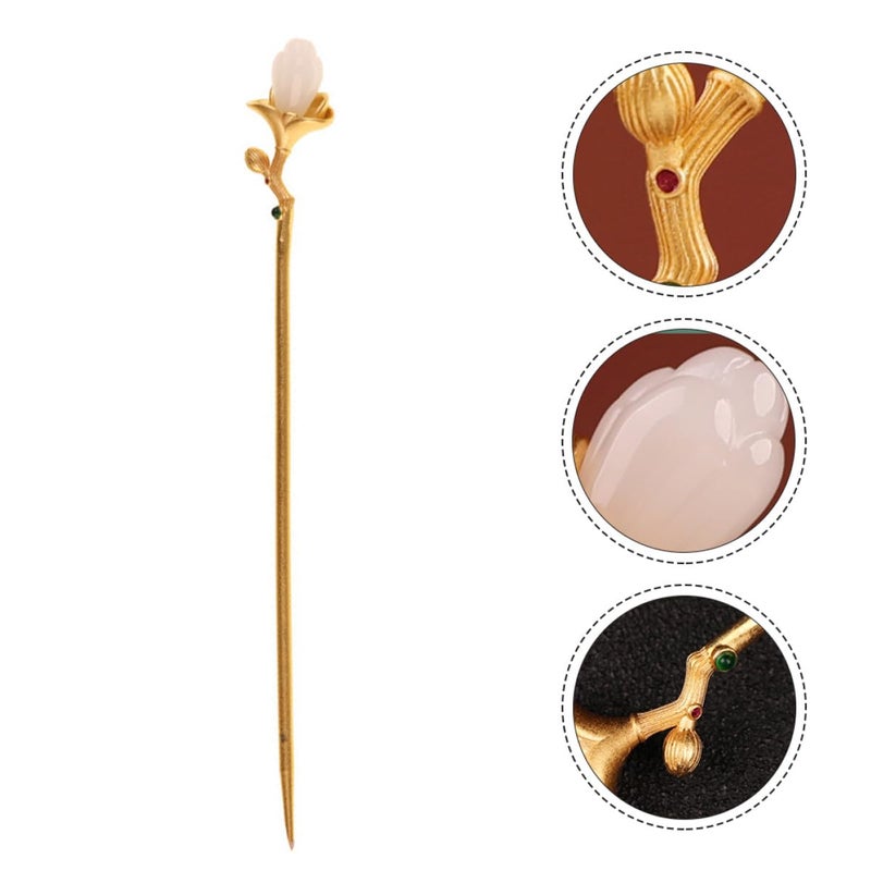 Vintage Gold Hair Chopsticks Hair Stick Set with Tulip Floral Pattern for Women Formal Bridal Elegant Updo Styling Tool - Image 4