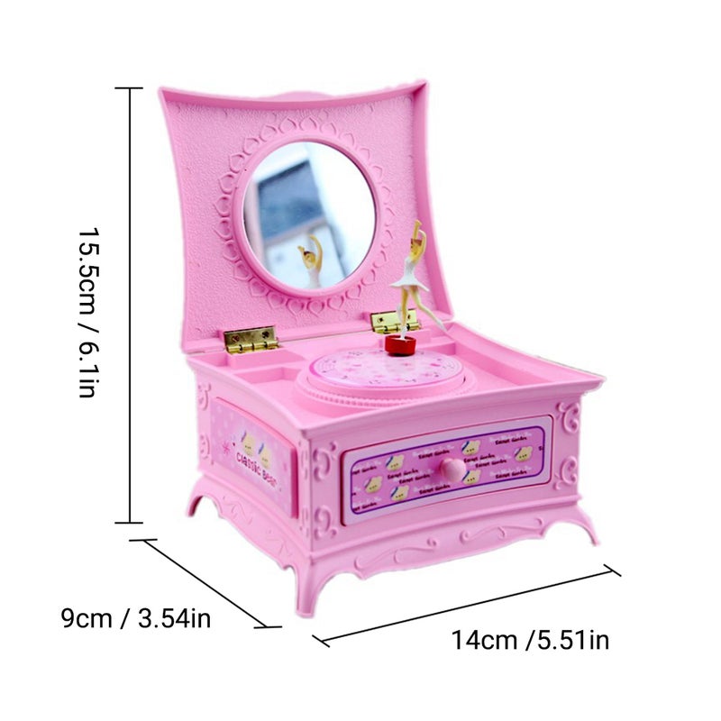 Dancing Girl Music Box Creative Dressing Table Music Jewelry Box Retro Home Decoration Gift Music Gift Pink - Image 2