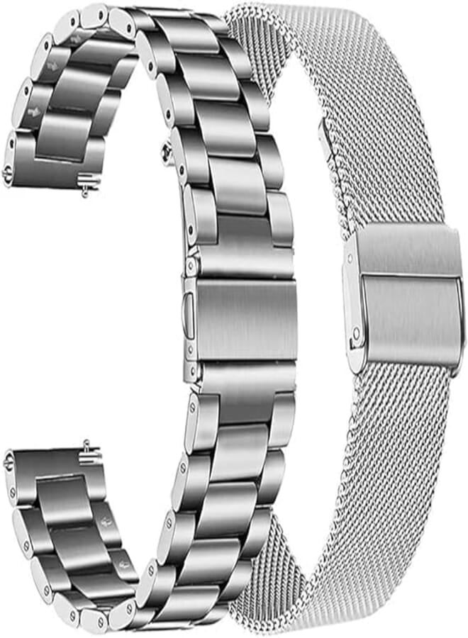 Next 2 Pack Stainless Steel Adjustable Stainless Steel Strap Compatible with Huawei Watch 22mm