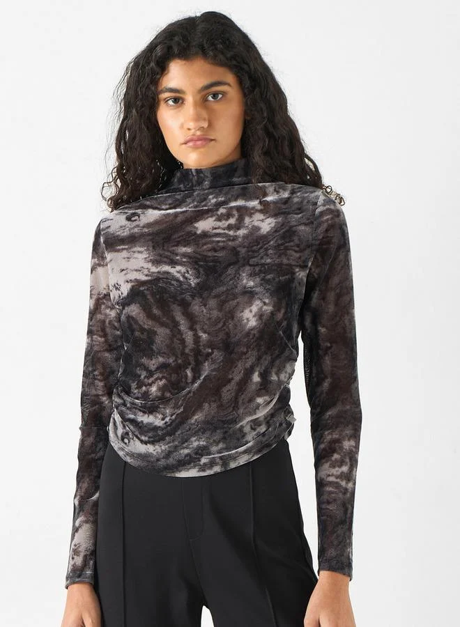 2Xtremz 2Xtremz All-Over Print High Neck Top with Long Sleeves