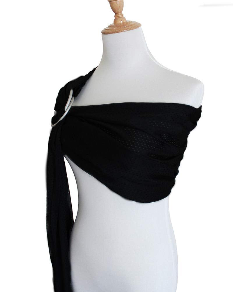 Vlokup Baby Water Ring Sling Carrier | Lightweight Breathable Mesh Baby Wrap for Infant, Newborn, Kids and Toddlers | Perfect for Summer, Swimming, Pool, Beach | Great for Dad Too Pure Black - Image 4