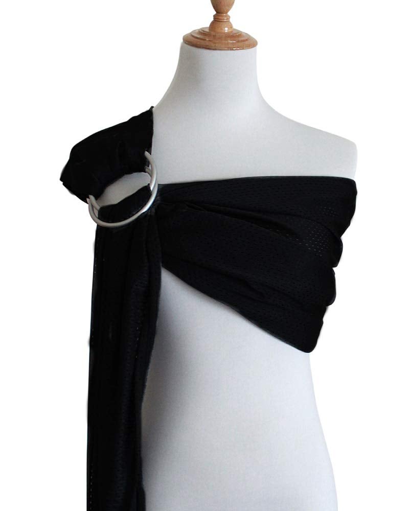 Vlokup Baby Water Ring Sling Carrier | Lightweight Breathable Mesh Baby Wrap for Infant, Newborn, Kids and Toddlers | Perfect for Summer, Swimming, Pool, Beach | Great for Dad Too Pure Black - Image 1