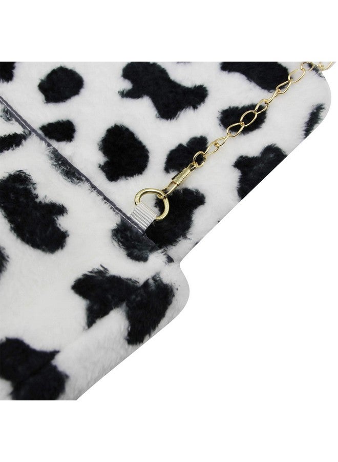 Bolley Joss حقيبة كتف نسائية من الفرو الصناعي حقيبة فخمة من الفرو بطبعة النمر والبقرة محفظة كلاتش مع حزام سلسلة للفتيات والسيدات مقاس واحد - Image 4