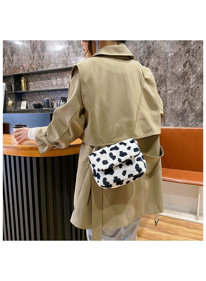 Bolley Joss حقيبة كتف نسائية من الفرو الصناعي حقيبة فخمة من الفرو بطبعة النمر والبقرة محفظة كلاتش مع حزام سلسلة للفتيات والسيدات مقاس واحد - Image 2