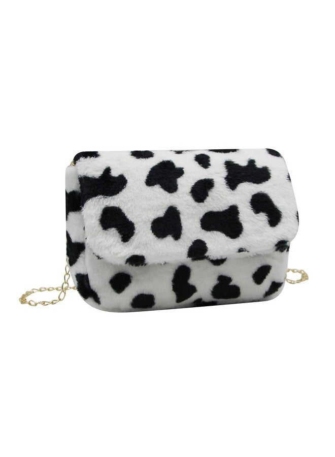 Bolley Joss حقيبة كتف نسائية من الفرو الصناعي حقيبة فخمة من الفرو بطبعة النمر والبقرة محفظة كلاتش مع حزام سلسلة للفتيات والسيدات مقاس واحد - Image 3