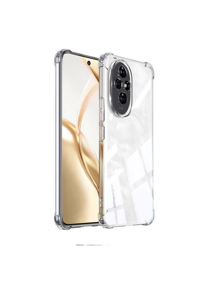 Holdzu Airbag Anti-drop Silicone Case For Honor 200 Pro، غطاء سيليكون مضاد للسقوط بكيس هوائي لهاتف Honor 200 Pro، تغطية كاملة بملمس غير لامع، غطاء حماية رفيع عالي الجودة للرجال والنساء، شفاف - Image 2