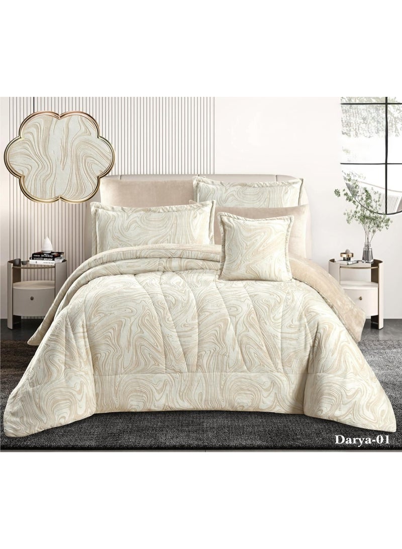 Miral Winter double bedspread, soft velvet fur, 7 pieces, full filling, size 260*240, suitable for a warm winter