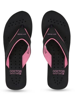 DOCTOR EXTRA SOFT Chappal Care Orthopaedic and Diabetic Comfort Doctor Flip-Flop and House Slipper's for Women's OR-D-18-Black Pink-7 UK
