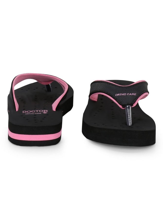 DOCTOR EXTRA SOFT - DOCTOR EXTRA SOFT Chappal Care Orthopaedic and Diabetic Comfort Doctor Flip-Flop and House Slipper's for Women's OR-D-18-Black Pink-7 UK - Image 1