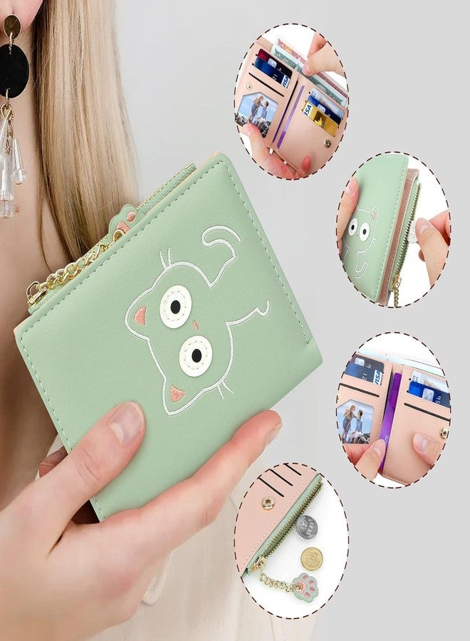 Valerie Cute Wallets for Women, Leather RFID Blocking Small Bifold Wallet with Zipper Coin Purse for Girls and Ladies ' Women's Wallet (Green) - Image 5
