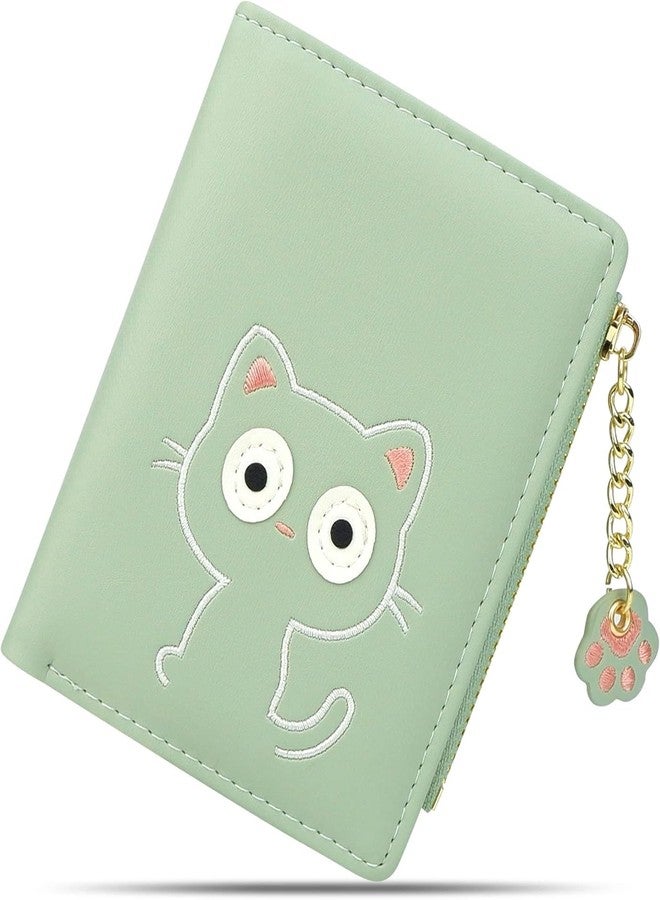 Valerie Cute Wallets for Women, Leather RFID Blocking Small Bifold Wallet with Zipper Coin Purse for Girls and Ladies ' Women's Wallet (Green) - Image 1