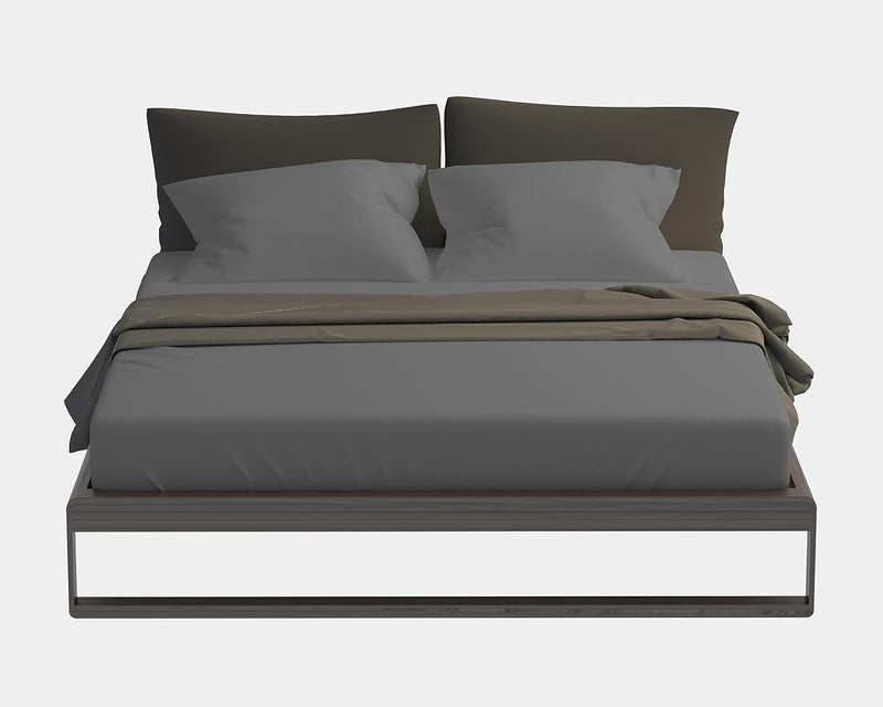 Filbert Luxurious Homes Series 400TC Egyptian Cotton Fitted Bedsheet Queen Size 60 x 78 with 2 Piece Pillow Cover Size18x28Dark Grey - Image 3